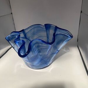 Elegant Blue Glass Art Vase